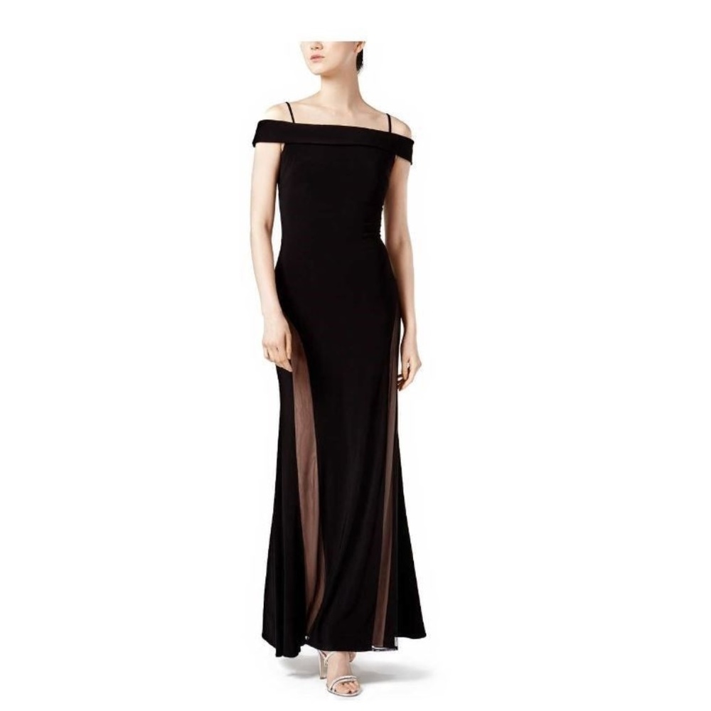 NIGHTWAY ILLUSION-MESH GOWN BLACK/ NUDE BALL GOWN